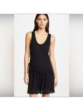 Derek Lam 10 Crosby Black Scalloped Hem Sleeveless Dress, Size XS